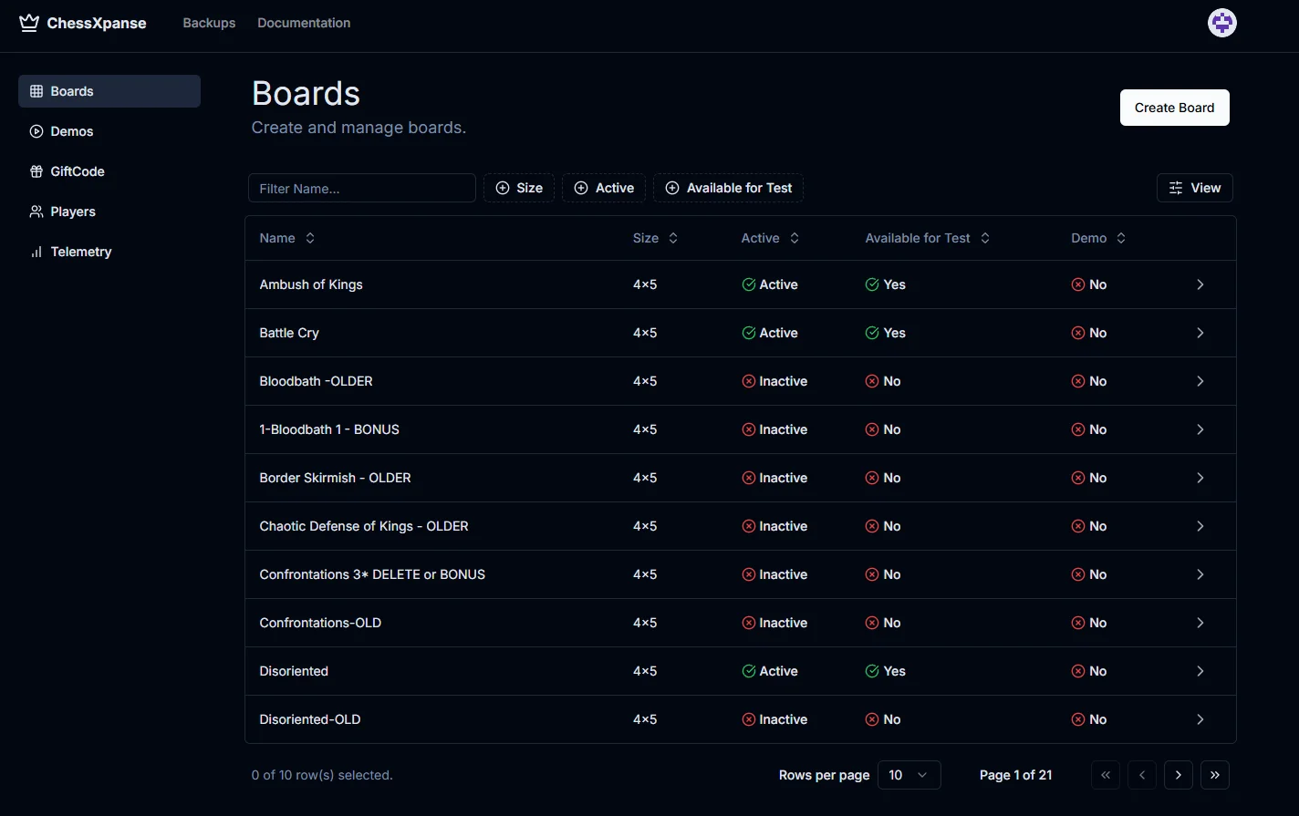 Dashboard de Live Ops do ChessXpanse construído pela BluePaper